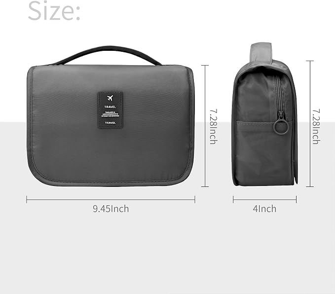Lcsmaokin Large Capacity Travel Toiletry Bag with Hanging Hook for Men and Women Waterproof Travel Bathroom Storage Bag for Brushes Set,Mens Bathroom Bag Accessories-Black - Image 5