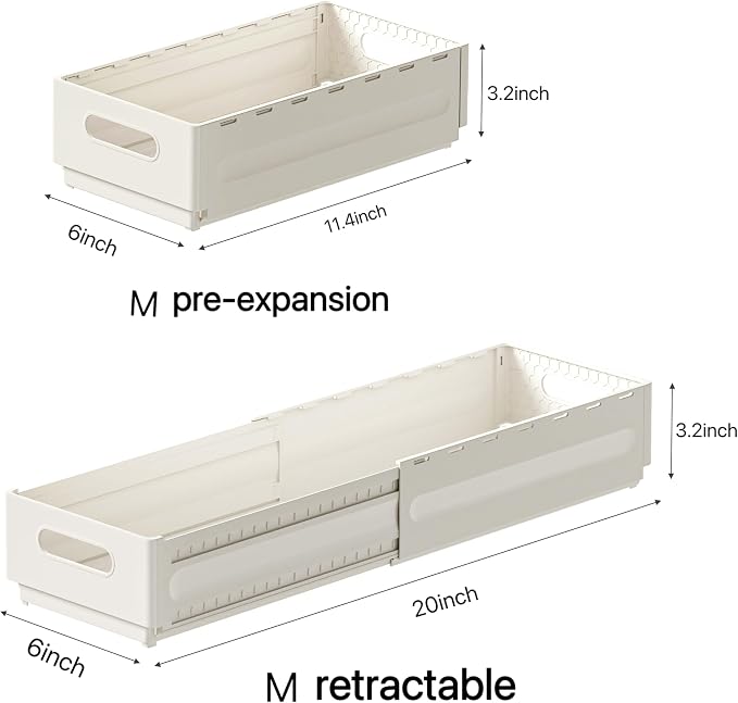 2 Pack Expandable Plastic Storage Boxes, Multi-Purpose Folding Organizer, Drawer Storage Divider For Bedroom, Kitchen And Snack Storage (m) - Image 3
