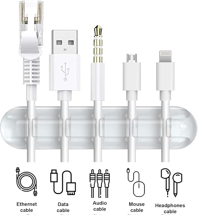 Cord Organizer, Clear Cable Organizer Cord Holder, Wire Organizer USB Cable Management Cord Keeper, 3 Packs Cable Clips for Car Home and Office (7, 5, 3 Slots) - Image 3