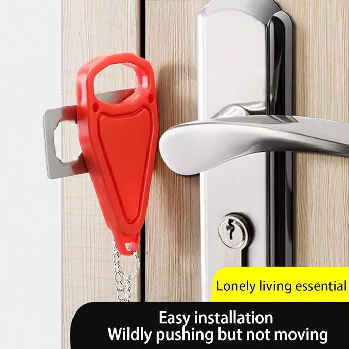 Portable Door Lock Easy to Install Without Drilling Home Security Door Lock Travel Lockdown Locks Perfect for Traveling Home Hotel Apartment College for Additional Safety and Privacy (Red) - Image 5