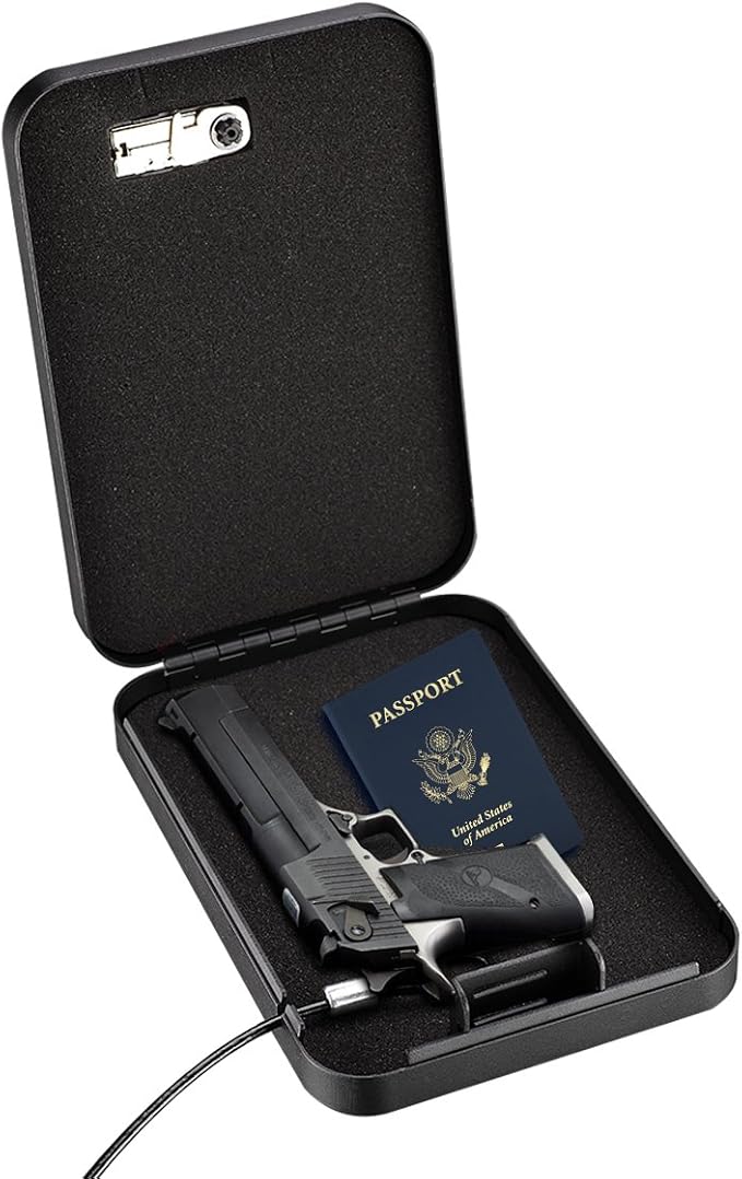 Younion Pistol Safe, Portable Travel Gun Safe, Gun Lock Box, Black - Image 2