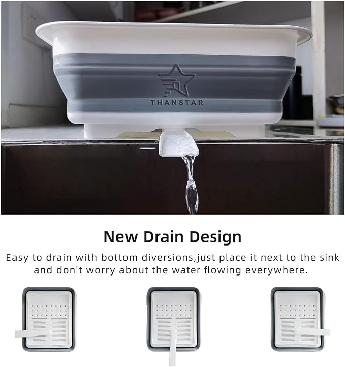 THANSTAR Collapsible Dish Drainer Portable Dinnerware Drainer Organizer for Kitchen RV Campers Travel Trailer Space Saving Kitchen Storage Tray - Image 3