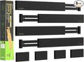 Bamboo Drawer Dividers Organizers, Expandable Drawer Separators Splitter,17-22 inches Long Adjustable Spring-loaded Organizer for Large Utensil, Clothes, Tools Drawers (Black) by ANTOWIN