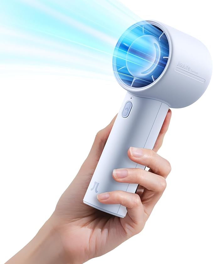 JISULIFE Portable Handheld Fan, 4000mAh Rechargeable, 5-Speed - Blue | Travel Essential for Outdoor, Camping, Beach & Makeup, 22H Runtime, Powerful Airflow, Ultra-Quiet, Gift for Women & Men by LivechillStaycool