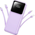 Portable Charger Power Bank with Built in Cable 20000mAh Fast Charging | 22.5W USB C Fast Charging Battery Pack for iPhone Android, Slim, LED Display,5 Outputs & 3 Inputs,Travel Essentials Purple by RONEGN