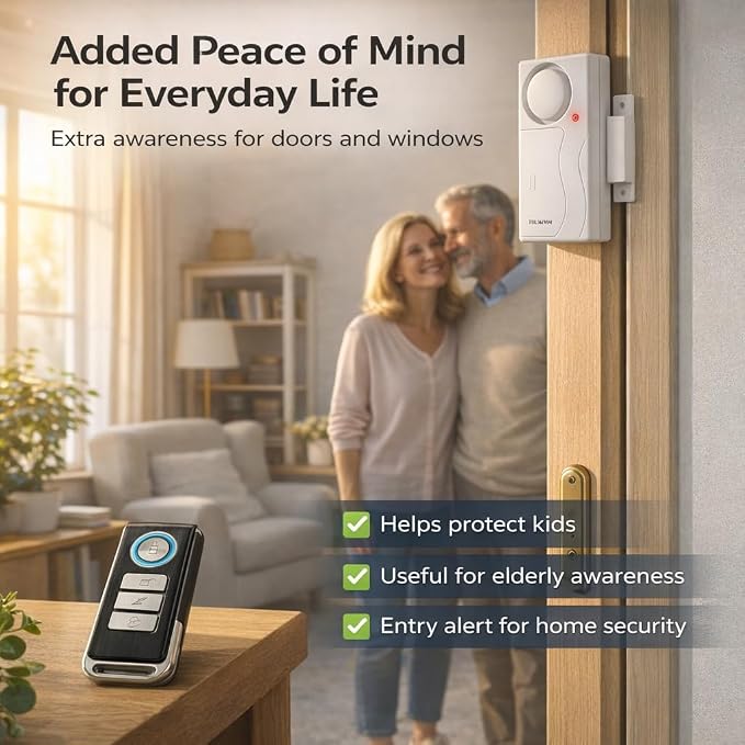 Hendun Door Alarms with Remote, Open Door Chimes, Pool Door Alarm, 2 Pack | Window Alarm Ring Door Sensor Home Security Pool Gate Alarm Kids Safety Magnetic Contact Sensor House Garage Apartment - Image 9