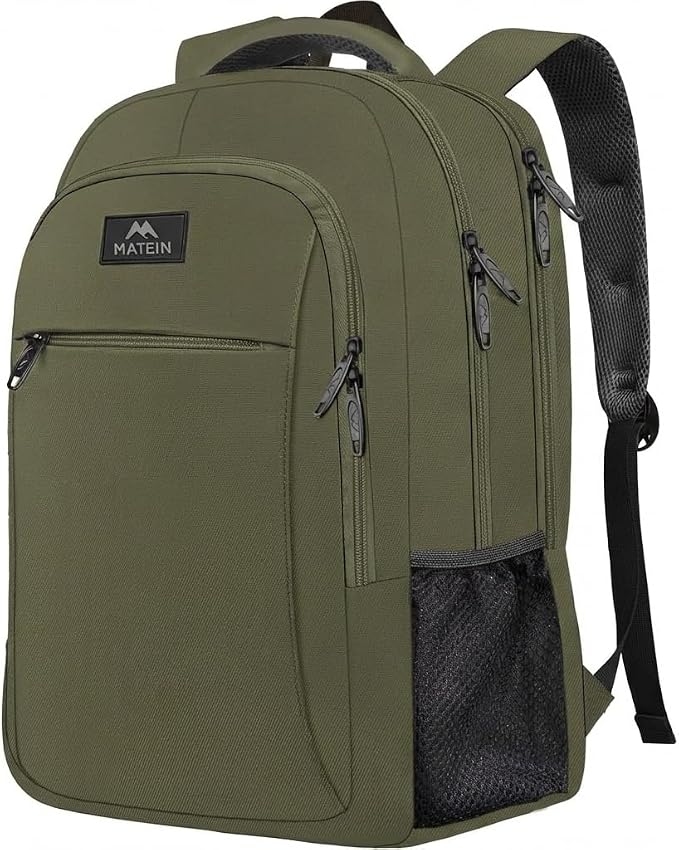 MATEIN Green 15.6 Inch Travel Laptop Backpack, Sturdy Computer Bag for Work | Lightweight Water Resistant, Anti Theft Pocket, Fashion Traveling Daypack, Casual College Office Bag, Gifts for Women Men by MATEIN