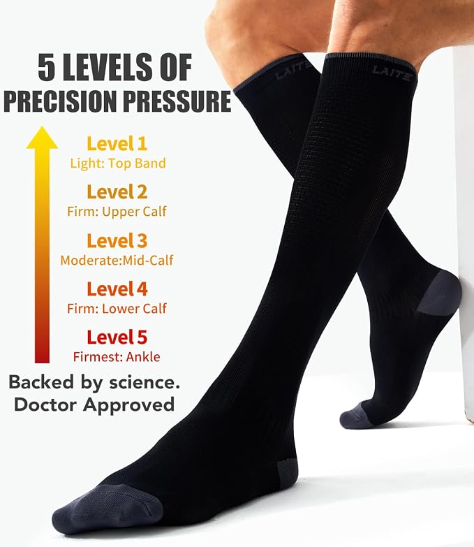 3 Pack Medical Compression Sock-Compression Sock For Women and Men Circulation -Best for Running,Nursing,Athletic Sports - Image 3