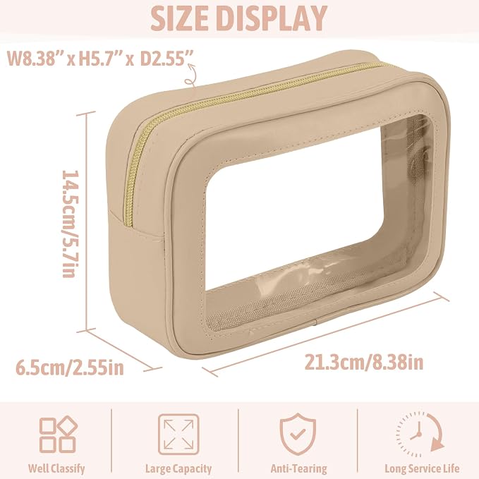 YOPCDJ 3PCS Clear Toiletry Bag,TSA Approved Travel Makeup Pouch with Zipper for Cosmetics and Toiletries，Diaper Bag Organizer Pouch Set,Women's Purse Organizer and Clear Car Bag - Image 3