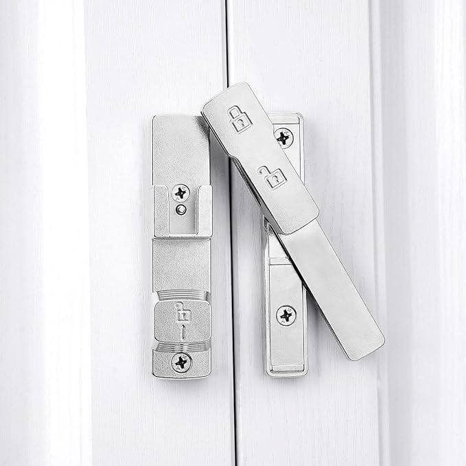 Silvery 180 Degree Barn Door Lock,Flip Gate Latches Hardware | Zinc Alloy Door Lock,Sliding Door Latches,for bedroom,drawer,pet enclosures,cabinet,garage,window - Image 6