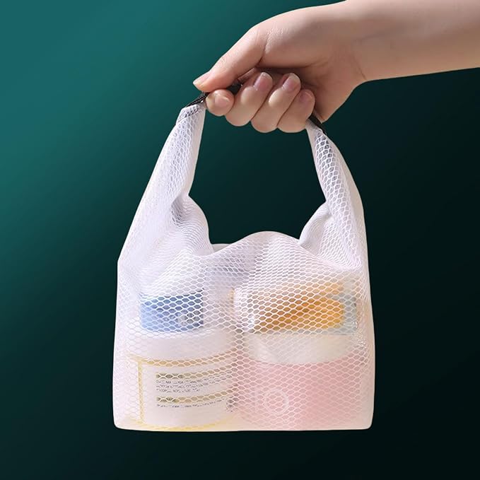 Cosmetic storage bag with dry and wet separation, wash bag, hand-held bag, portable storage bag, simple style,suitable for travel, fitness, swimming, outdoor rafting (White, 7.1in*6.3in*9.4in) - Image 4