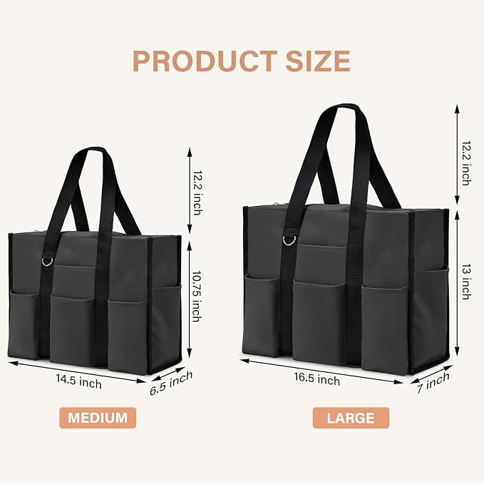 Becokan Large Tote Bag for Women Waterproof with 12 Pockets Top Zipper Closure Utility Teacher Nurse Bags for Work School - Image 5