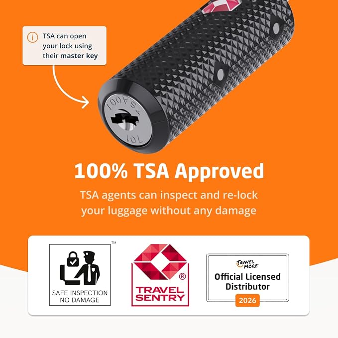 TSA Approved Locks for Luggage with Keys, Secure Travel Locks | Durable, Flexible Cable, Zinc Alloy Body, Easy to Use, Compact, for Suitcases, Backpacks, Cases, Zippers, 2-Pack, Black - Image 3