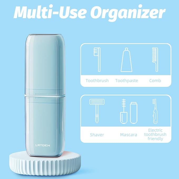 4-in-1 Toothbrush Travel Cup, Portable Toothbrush Container | Multi-functional travel cup, for family camping business trip, separates into 4 cups with cover, lightweight, blue - Image 5