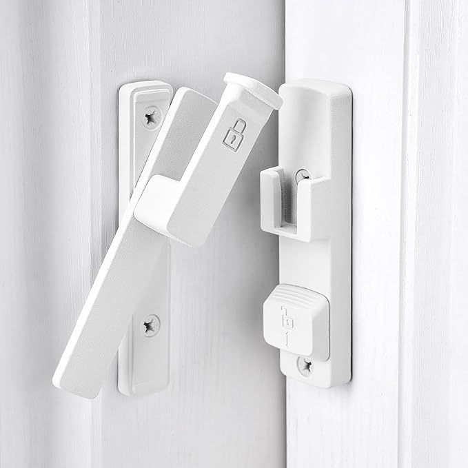 2 Packs Matte White 90 Degree Barn Door Lock,Flip Gate Latches Hardware | Zinc Alloy Door Lock,Right Angle Door Lock Latch,Sliding Door Latches,for bedroom,drawer,pet enclosures,cabinet,garage,window - Image 5