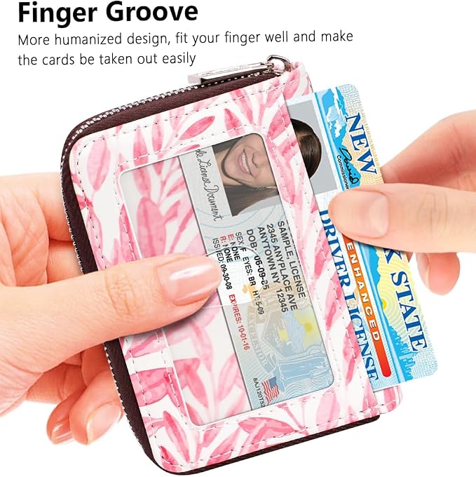 FurArt Zipper Wallet Women RFID Credit Card Holder keychain Wallet | ID Window RFID Blocking Compact Small business 15/16 slots - Image 2