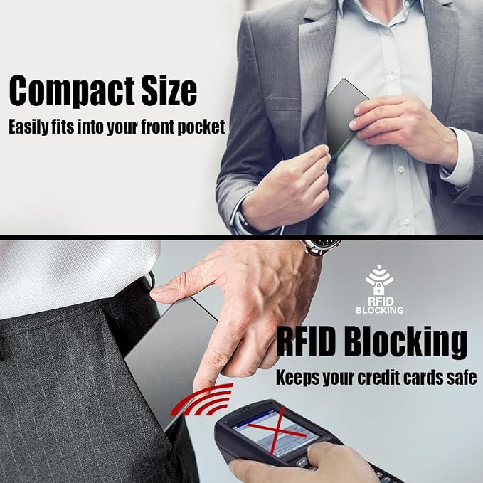 FurArt Slim Minimalist Wallet RFID Credit Card Holder for Men | slim minimalist compact rfid id window thin - Image 4