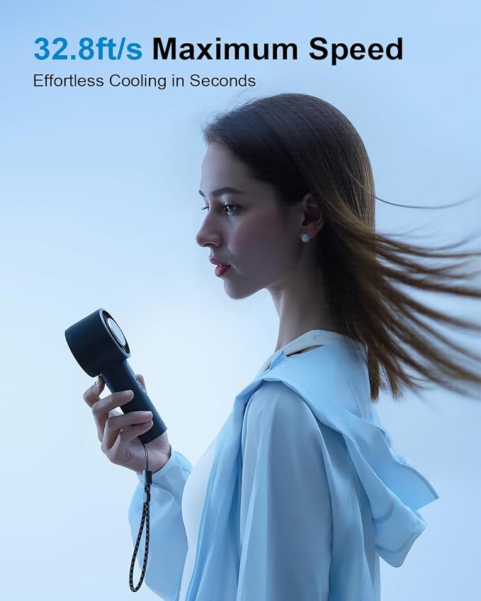 SOTHING Handheld Fan, with Cooling Compress, 1–100 Stepless Speeds, 18hrs Battery Life, Digital Display, 30dB Ultra-Quiet, USB-C Rechargeable, Portable Handheld Turbo Fan for Travel, Indoor & Outdoor - Image 5