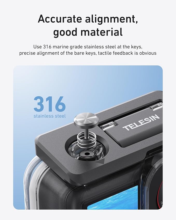 TELESIN Waterproof Case Combo for Action 6 Underwater Housing Shell Cage + Floating Stick 60M/196FT Deep Diving Scuba Snorkeling with Quick Release Bracket Screw Action 6 Accessories - Image 5