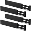 Utoplike Bamboo Kitchen Drawer Divider, Black Utensil Drawers Organizer | Adjustable, Spring Loaded, Works in Kitchen, Dresser, Bathroom, Bedroom, Drawer, Desk, 2.4" H, Fit 17.8"-20.6" Inner Drawer by Utoplike