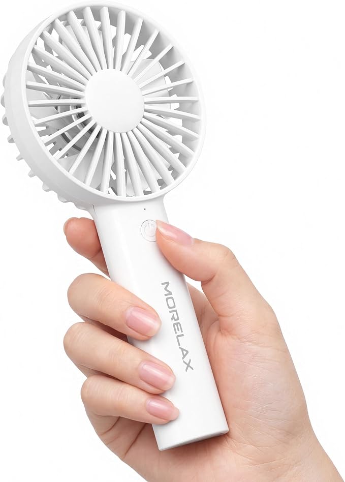 Jancane Handheld Fan, USB Rechargeable Mini Portable Fan with Base, 10H Battery, Strong Wind, Small & Powerful, Cute Design for Travel, Makeup, Girls Women Summer Gift (White) - Image 2
