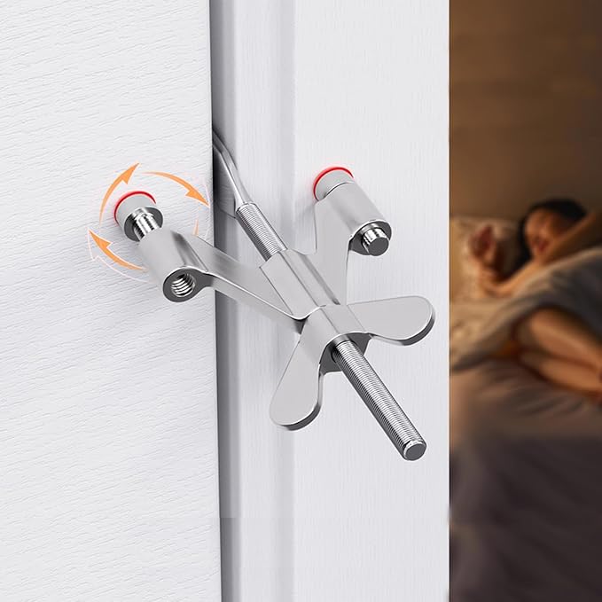Portable Door Lock Home Security Hotel Door Locks (Silver Wing) - Image 2