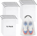 LazyMe Clear Shoe Bags for Travel, 11.8 x 15.7 Inch, 12 Pcs | Waterproof Drawstring Shoe Bags, Shoe Storage and Packing Bags, Travel Essentials for Women and Men by LazyMe