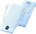 Portable Charger Built-in Cables and Wall Plug, 10000mAh Slim USB C Power Bank, LED Display External Battery Pack Compatible with iPhone/Android & More (Blue) by KeepYourLifeCharged%EF%BC%81