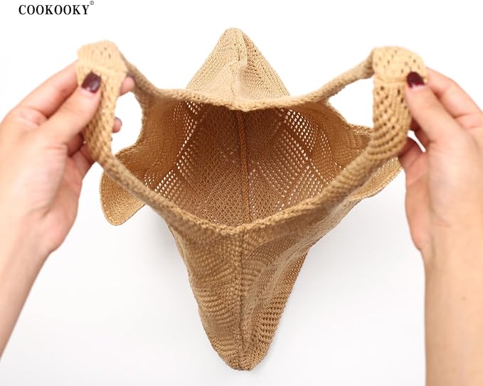 COOKOOKY Crochet Beach Tote bag Summer Beach Bag for Women Aesthetic Mesh Tote Bag Hippie Bag Knit Bag - Image 2