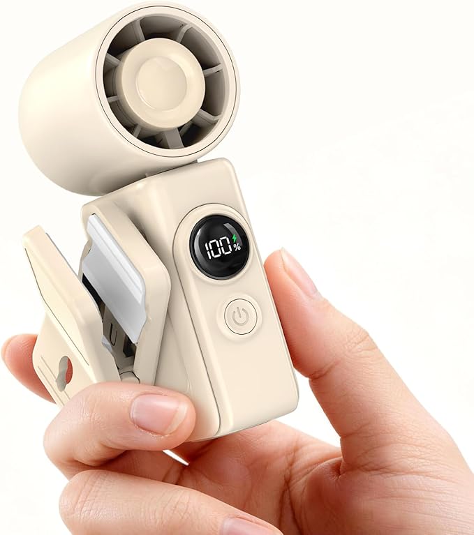 Clip-On Portable Fan for Strollers, 13500RPM Mini Handheld Turbo Travel Fan | Rechargeable 360° Rotatable, LED Display, 4 Gear High Speed Turbo, Travel Cruise Concert Office Makeup Ideal, Women Men Gifts by CoolnessRedefined