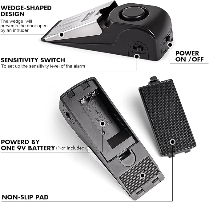 Door Stop Alarm, Door Stopper Security for Home Travel Apartment with 120DB Siren Portable Safety Tool 2 Pack - Image 2
