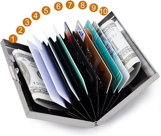 RFID Credit Card Holder Protector Metal Credit Card Wallet Business Card Holder for Men Women Gift Box Package (Silver) - Image 2