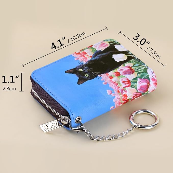 FurArt Zipper Wallet Women RFID Credit Card Holder keychain Wallet | ID Window RFID Blocking Compact Small business 15/16 slots - Image 6