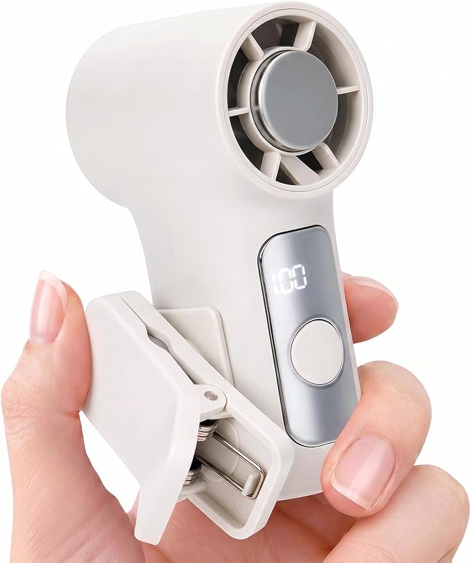 Clip-On Portable Fan Rechargeable Personal Handheld Mini Fan with LED Display Stroller Fan 360° Rotatable Small Bladeless Fan Clip on for Shirt 6-Speed For Outdoor & Travel & Office by Unknown