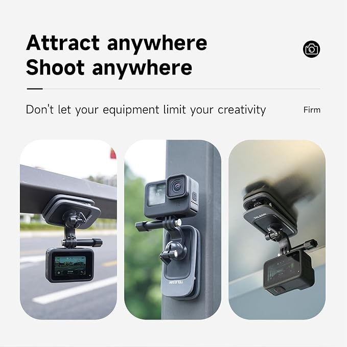 TELESIN 360° Magnetic Backpack Clip Mount for Action Cameras and Phones | Dual-use magnetic and backpack clip with 360° ball head; fits GoPro, DJI Osmo, Insta360, AKASO cameras and smartphones. - Image 3