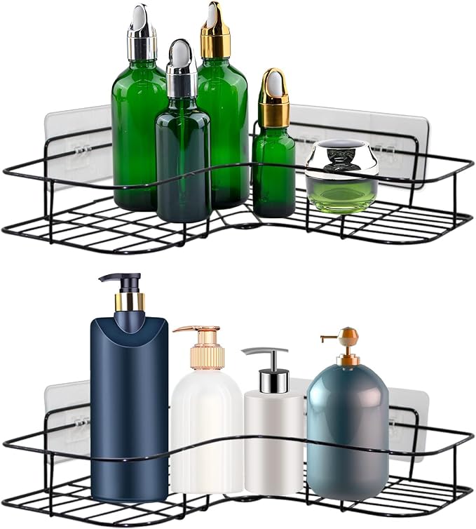 4 Pack Shower Caddy Adhesive for Replacement, Strong Transparent Adhesive for Shower Caddy Sticky Pads, No Drilling for Corner Shelf Basket, Bathroom Storage Shelves, Kitchen Racks and Soap Holder - Image 2