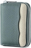 Linno RFID 20 Slots Credit Card Holder Genuine Leather Small Wallet for Women or Men with Zipper by Linno