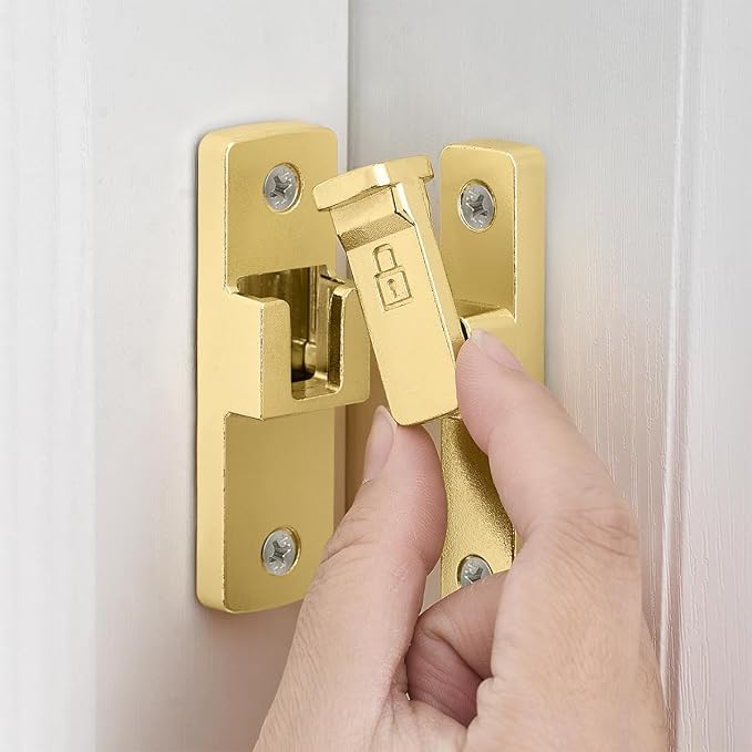 2 Packs Gold 90 Degree Barn Door Lock ，Right Angle Door Lock Latch | Zinc Alloy Flip Gate Latches,for bedroom,garage,balcony,barn,sliding door,bathroom,window,cabinet,drawer,pet enclosures - Image 3