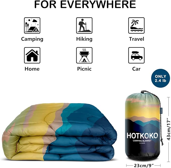 Puffy Camping Blanket,Large Camp Blanket Outdoor Camping Quilt Waterproof | Lightweight Printed Warm Packable Down Alternative Blanket for Camping,Traveling, Stadium, Hiking, Picnics - Image 7