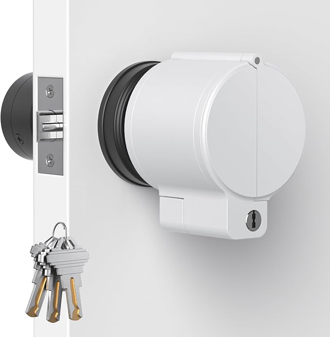 AST Adjustable Door Knob Cover with High Security Cylinder and 3 Brass Keys | Childproof Door Knob Cover with Lock, Lockout to Doorknob. Safety Cover for Faucet, Valve, Spigot. Prevent Access to Keyhole by ASTLockHardware