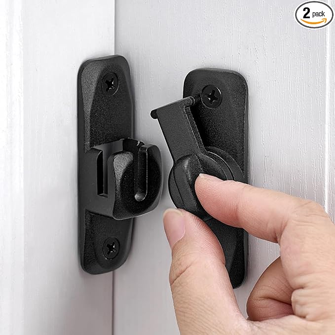 2 Packs Matte Black Barn Door Latches,90/180 Degree Gate Lock_B | Zinc Alloy Right Angle Door Lock Latch,Flip Gate Latches,Sliding Door Latch Lock,for Cabinets,Fence Gates,Pet Cage by INIRET