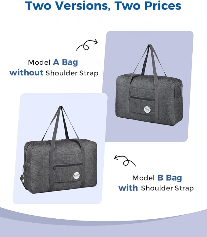 WANDF Personal Item Travel Bag, Carry On Duffle Bag Women | 18x14x8 inches, Airline Underseat Aprroved, Weekend Overnight Trips, Lightweight Packable - Image 4