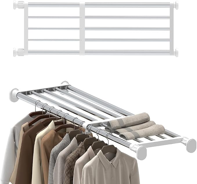 Expandable Tension Shelf Rod, Closet Tension Shelf Rod for Cabinet | Tension Shelf Rod Closet System Heavy Duty Clothes Hanger Adjustable DIY Storage Organizer Shoe Rack 23.62 - 39.37 inches by FineLivingStartingwithaHome