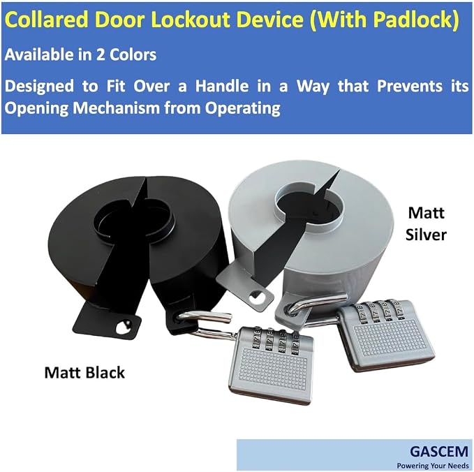 Door Knob Lockout Device (Matt Silver, 1 Padlock). Door Handle Lock - Prevents Doorknobs from Turning and Access to Keyhole. Childproof Door Knob Cover. - Image 4