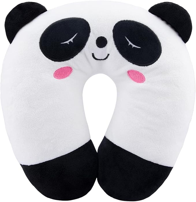 Travel Pillow for Kids, Cute Animal Neck Pillow Support U Shaped Cushion Plush Soft Rest Reading Pillows Sleeping Pillows for Airplane Train Car (Color:Panda) by Unknown