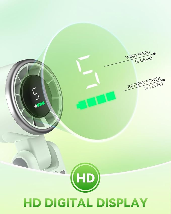 PlayHot Portable Handheld Turbo Fan, Travel Essentials, Gifts for Women/Men | 5-Speed, Up to 12H, 10m/s Airflow, USB-C Rechargeable, LED Display, 3-in-1 Foldable Personal Fan for Cruise, Beach, Vacation - Image 7