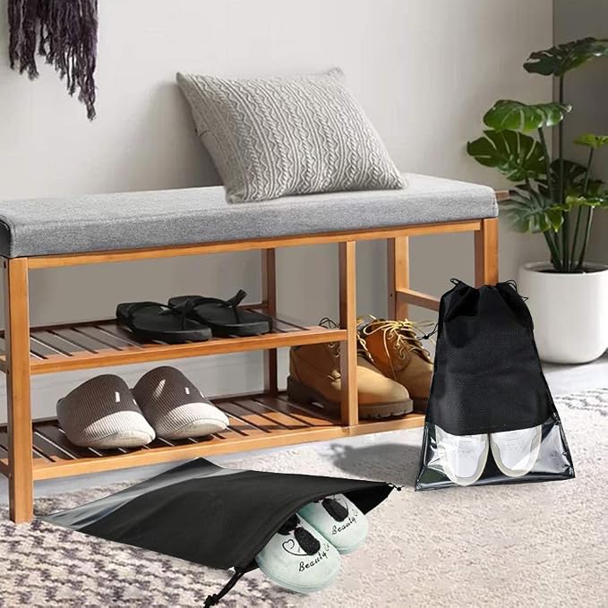 6 Pcs Travel Shoe Bags, Ulbemoll Drawstring Shoe Storage Bags for Packing, Black - Image 7