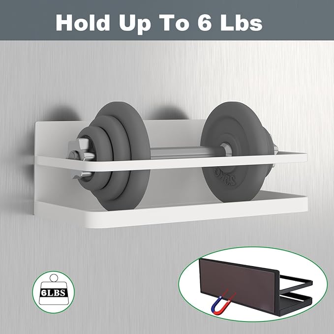 Magnetic Spice Rack Organizer Single Tier Refrigerator Spice Storage Shelf, Easy to Install The Side of The Refrigerator Can Hold spices, Jar of Olive Oil (White, 2 PACK) - Image 3