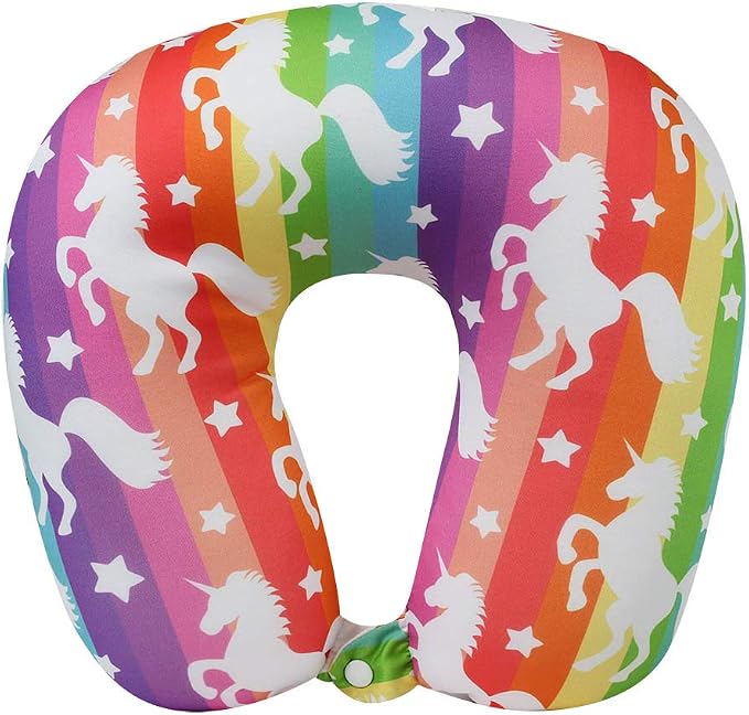 Patterned Microbead Airplane Travel Neck Pillow. Customize Your Comfort and Support While Traveling on a Plane, Car, Bus or Train! - Unicorn - Image 3