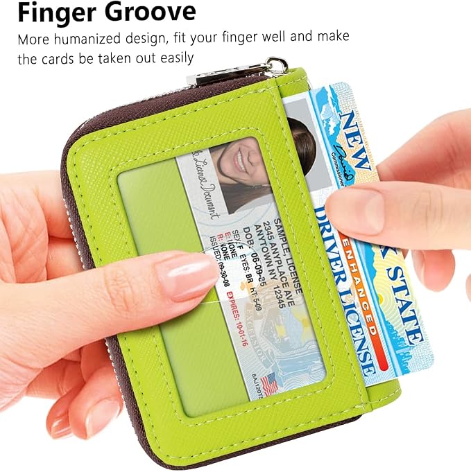 FurArt Zipper Wallet Women RFID Credit Card Holder keychain Wallet | ID Window RFID Blocking Compact Small business 15/16 slots - Image 2